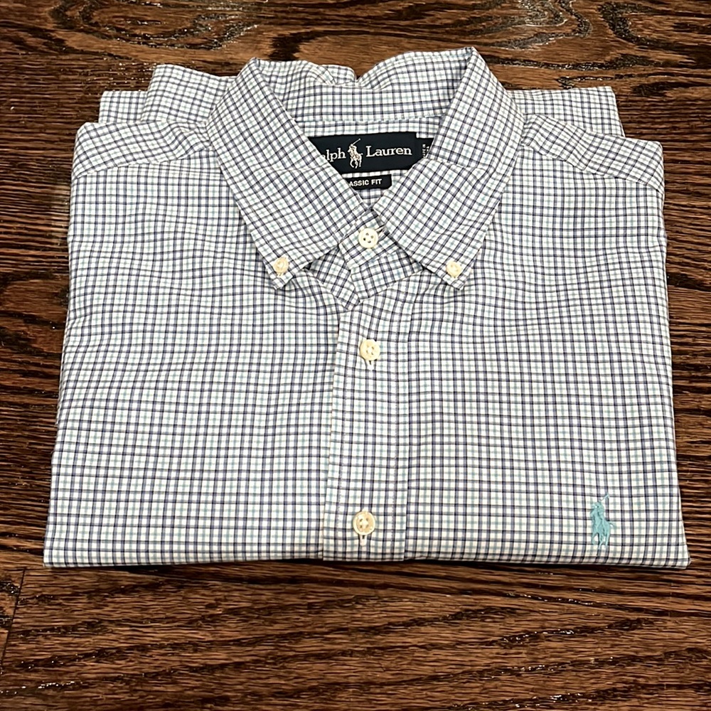 Ralph Lauren Mens Classic Fit Performance Button Down Dress Shirt Size XL